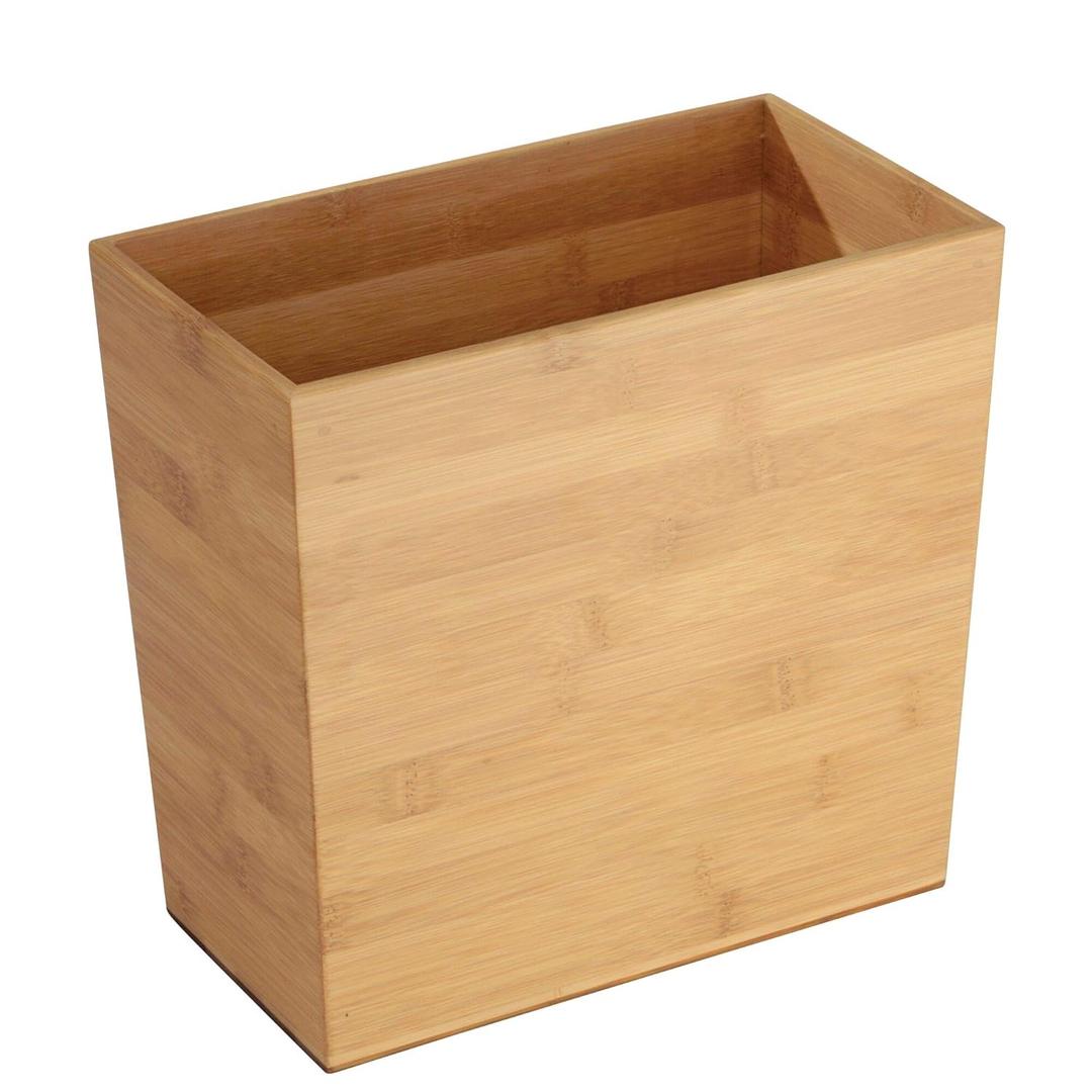 iDesign Rectangular Bamboo Waste Basket, The Formbu Collection  10.5" x 5.75" x 10, Natural Wood Finish