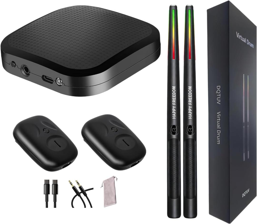 Electronic Drumsticks, Air Drumsticks with Wireless Sensors, MatBlack