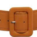 Beltiscool Women's 2 1/4" Wide High Waist Rectangular Stitch-edged Leather Belt, Size: S/M-32"