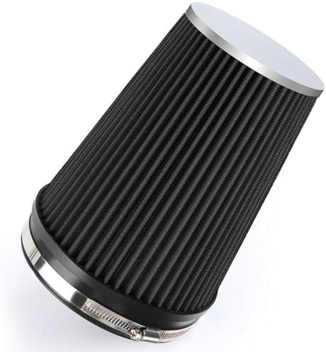 TIEVISHO 6" 152mm Cold Air Intake Filter Clamp-On Replacement High Flow Inlet Air Filter High Performance Washable Cone Filter 9" Tall Black
