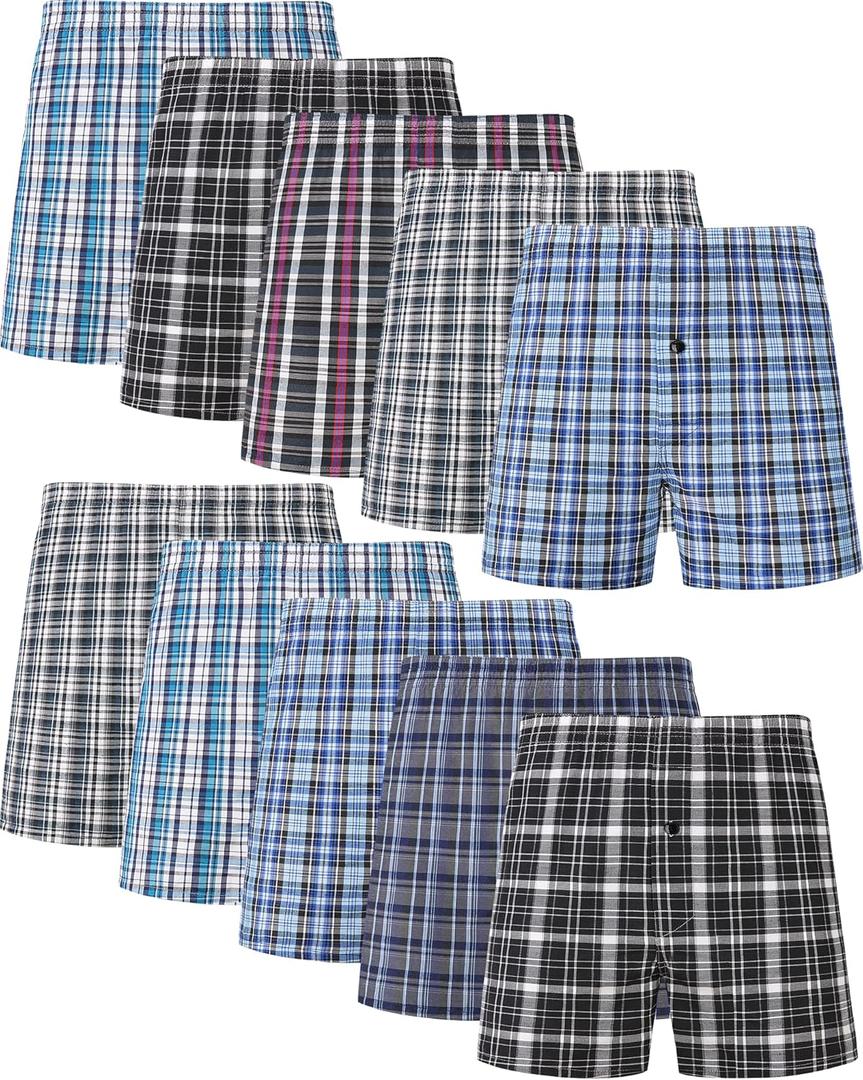 JupiterSecret Men's Underwear Woven Boxers for Men Pack Cotton Boxer Shorts Elastic Waistband (Medium)