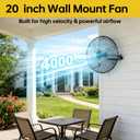 Wall Mount Fan - High Velocity Fan, 3 Adjustable Speeds & 270 Tilting, Industrial Fan for Bedroom, Patio, Warehouse, Metal Fan for Optimal Ventilation Cooling, Durable Wall Fans. (20 inch)