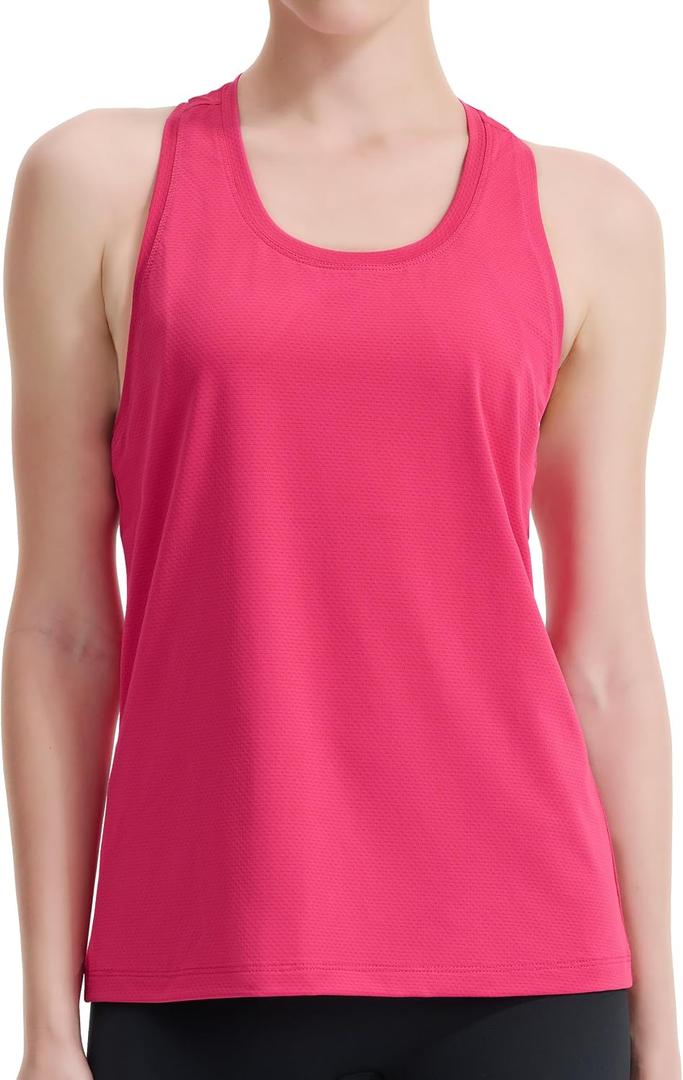 Women's Racerback Workout Tank Tops Breathable Lightweight for Running Yoga Tennis Gym & Summer Casual Wear (Pink)