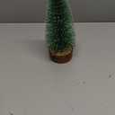 4 PCS Artificial Mini Christmas Trees, 7.9IN Bottle Brush Trees with 2 Modes Timer LED String Lights, Button Cell Battery Powered Desktop Pine Trees with Wooden Base for Home Xmas Decor (Warm White)