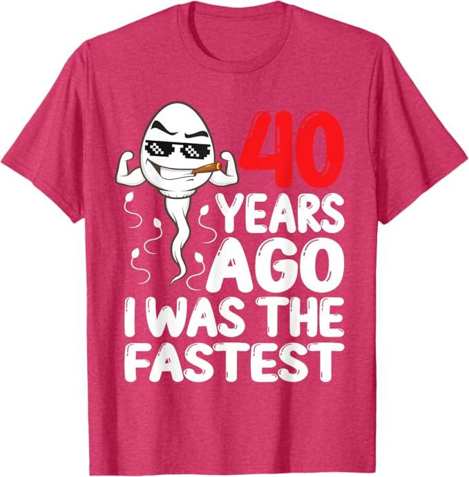 Mens 40th Birthday Gag dress 40 Years Ago I Was The Fastest Funny T-Shirt (Small, Black)
