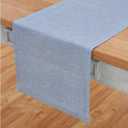 Solino Home Linen Table Runner 36 Inches - 100% Pure Linen Chambray Blue Table Runner 14 x 36 Inch Ideal for Dresser and Coffee Tables - Spring, Mothers Day, Summer - Athena (Blue Chambray)