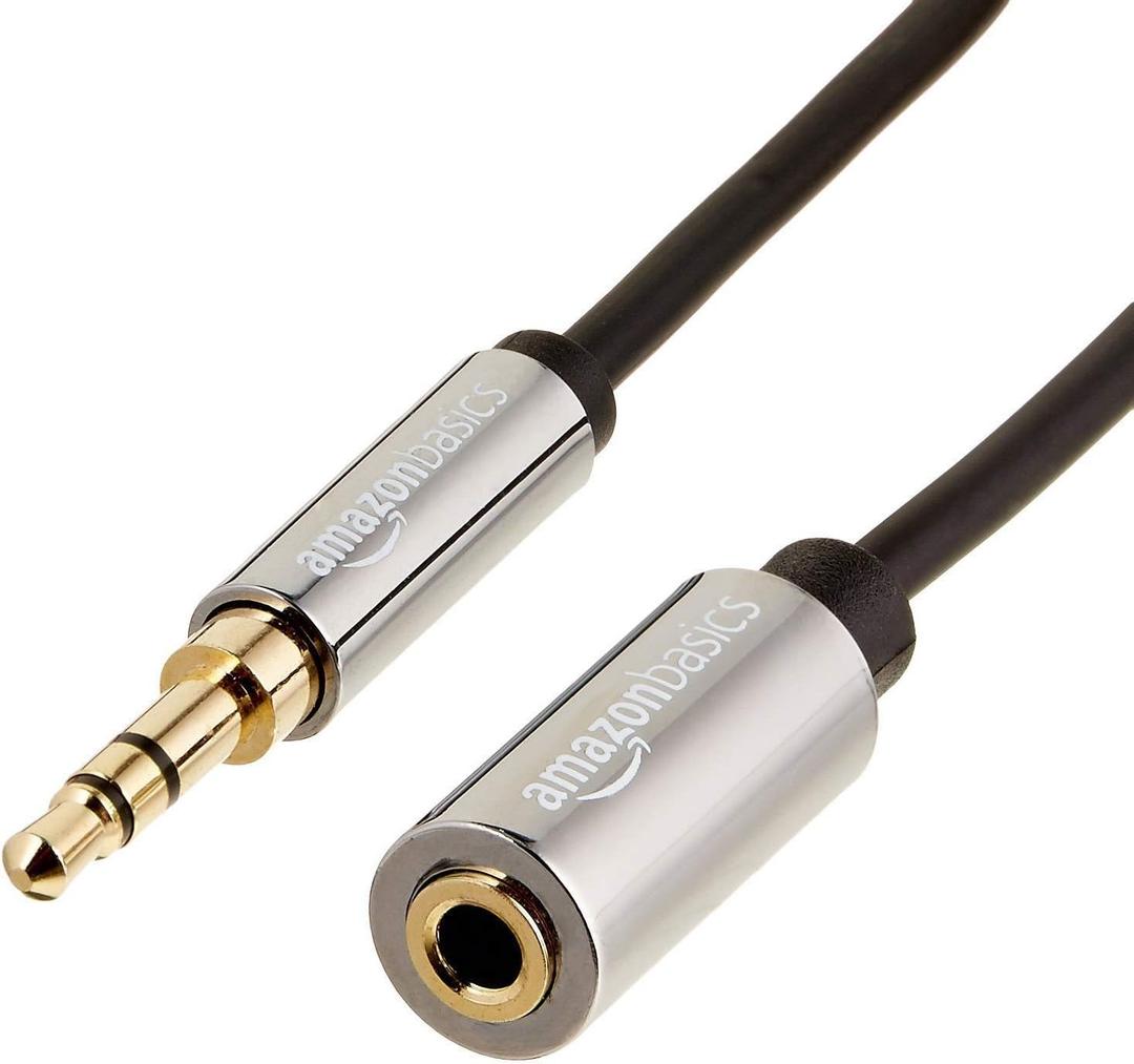 3.5mm Aux Jack Audio Extension Cable, Male to Female, Adapter for Headphone or Smartphone, 25 Foot, Black