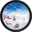 Round Photo Frame Wooden Wall Hanging Picture Frames for Home Office Wall Decor (Black, 8 inch)