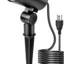HIBOITEC 1 Pack 30W Outdoor LED Spot Lights 120V Plug in Flag Pole Light 3000LM 3000K Warm White Waterproof Landscape Spotlight for Yard Garden Tree Statue, 5.9 FT Cord with Plug