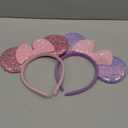 2 Pack Pink Purple Mouse Ears Headbands for Women Girls, Sequin Bow Headband for Cosplay Costume Birthday Party Decorations Hair Accessories