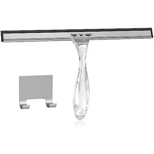 AmazerBath Squeegee for Shower Glass Door, Shower Squeegee for Glass Doors - All-Purpose Squeegee with Hook for Shower Doors, Windows, Mirrors, Tiles and Car Glass, 12 Inches - Clear