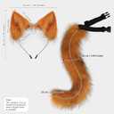 HAOAN Faux Fur Fox Tail and Ears Headband Set Werewolf Costume Accessories Halloween Party (Orange, S)