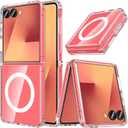 Hensinple for Samsung Galaxy Z Flip 7 Case,Z Flip 7 Case [Built-in Screen Protector] [Compatible with MagSafe] Transparent Magnetic Shockproof Clear Back Slim Fit Protective Rugged Phone Cover(Clear)