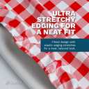 Sorfey Vinyl Fitted Tablecloth Cover, Checke Design, Flannel Backed Lining Fits Up-to 40-44 Round Tables Red