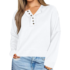 Sinzelimin Women Fall Tops Fashion Solid Color Slim Fit Button up Hooded Sweatshirt Long Sleeves Hoodies Pullover Blouse Tops XL