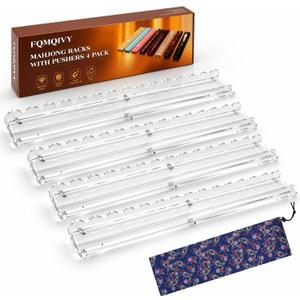 20 Inch Acrylic Mahjong Racks with Pushers 4PCS, Clear