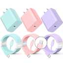 Compatible with iPhone Charger Fast Charging, [3Pack 10FT] 20W PD USB C Wall Charger Block with Type C to Lighting Cable Compatible with iPhone 14/13/12 Pro Max/11/XS/XR/X/8/Plus (PurplePinkGreen)