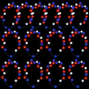 Liliful 18 Pcs 4th of July Light Up Necklaces Independence Day Star Flashing LED Accessories Patriotic Party Supplies Red White Blue American Necklace Battery Operated for Party Favors