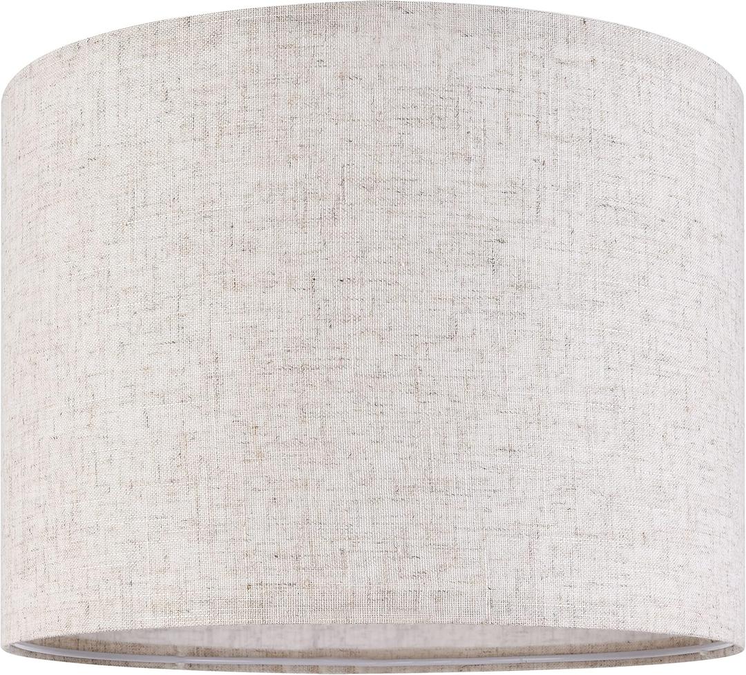 GO&SO Oatmeal Linen Lamp shades Large Drum Linen Lampshade 16" Top x 16" Bottom x 10" High (Spider) Farmhouse Lampshade for Table & Floor Lamp - Lampshades Replacement