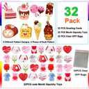 JIALWEN 32 Pack Mochi Squishy Toys for Kids Mochis Squishy Fidget Toys Valentine Gifts Greeting Cards School Classroom Exchange Party Game Prizes