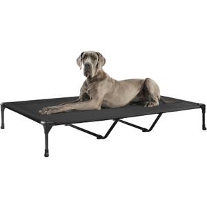 Veehoo Outdoor Elevated Dog Bed Large Sized Dogs, XXL Cooling Raised Dog Cots Beds Training Platform Off Ground Hammock with Breathable Mesh, No-Slip Feet, 59"x37.5", Black