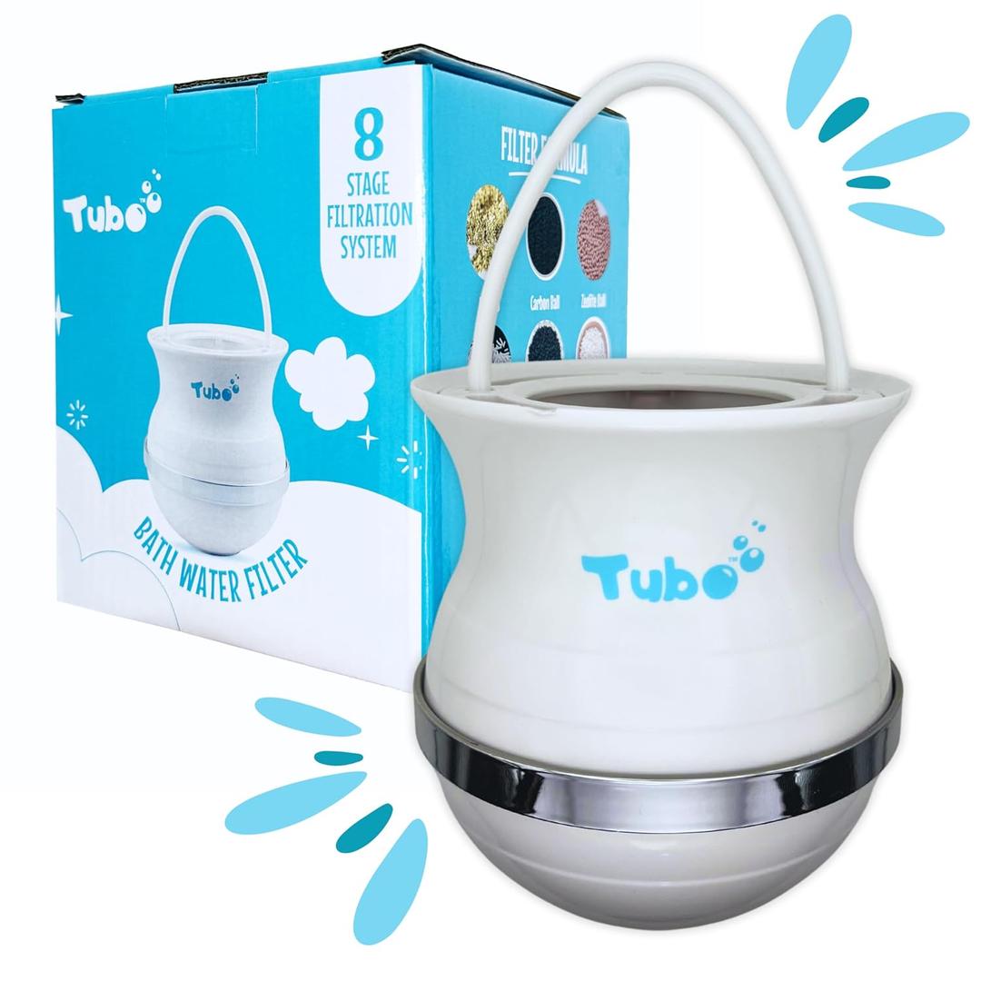 Tubo Bath Filter 2.0 - The Original 8 Stage Bath Water Filter for Tub Faucet - Removes 99% of Chlorine and Contaminants - BPA-Free - Supports Healthy Skin & Hair - Easy Installation