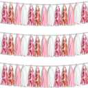 3P Pink White Peach Rose Gold Tassels Foil Fringe Metallic Garland Banner, Tassels Banner Streamers for Parade Floats, Bachelorette, Wedding, Birthday, Christmas, Bridal/Baby Shower Party Decorations