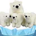 Zubebe 4 Pcs Polar Bear Stuffed Animal Set Large White Animals Stuffed Soft Plush Toy Cuddly Gifts for Winter Birthday Decoration(Polar Bear Style)