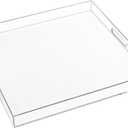 1818 Inch Clear Acrylic Serving Tray with Handles Extra Large Ottoman Tray Decorative Tray Spill-Proof Coffee Table Space Saver Oversize Counter top Organizer Platter with Safe Edge