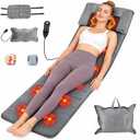 Full Body Massage Mat with Heat, 10 Vibration Nodes Massage Chair Padwith 3 Heating Levels, Multifunctional Full Body Seat Back Massager with Head Neck Foot Massage Pillow for Home Office