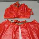 Sexy Strappy Leather Underwire Mini Choker Lingerie Set Skirts Dress with Thong 3 Piece Outfits (Small, Matte Red)