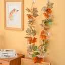 SUQ I OME Fall Maple Leaf with Pumpkin Garlands forHalloween Thanksgiving Day Party Art Decor (6 feet-2 pack)