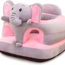 Baby Support Seat, Cute Baby Sofa Chair for Sitting Up, Comfy Plush Infant Seats (Gray Elephant, W17.5 x H17.5)