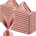 VACVELT 50 Pack Rose Gold Satin Napkins 17x17 Inch Wedding Napkins Bulk, Decorative Elegant Dinner Napkins Square Table Napkins Decor, Silky Satin Cloth Napkins for Restaurant Banquet Graduation Party