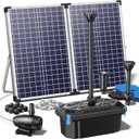 NFESOLAR Pond Filter Fountain with 70W Solar Panel, 660 GPH Water Pump, 10 FT Extension Cord, Solar Fountain Pump with Pond Filter Box Outdoor for Koi Ponds Water Feature Waterfall Pool