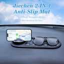 2 x Universal Anti-Slip Car Dashboard Mat with 360 Rotating Phone Holder Multi-Functional Organizer Pad for Phones, Sunglasses, Keys, and Daily Essentials (Gray Silver)