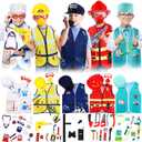 Deekin 5 Sets Kids Dress up Costumes, Toddler Dress up Clothes for Boys Girls, Community Helpers Construction Worker Police Firefighter Doctor Surgeon Pretend Outfits for Ages 37