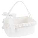 OIAHOMY Gift Basket with Long Handles, Large Woven Baskets for Gifts with Gift Bag, Ribbons and Lace, Cotton Rope Storage Basket for Birthdays, Baby Showers, Picnic, Wedding DIY Presents - White