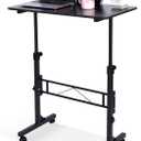 Standing Desk Adjustable Height, Mobile Stand Up Desks with Wheels Small Computer Desk Rolling Desk, Portable Laptop Desk Black Standing Table Sit Stand Home Office Desks 16"x31.5" Height 27"-43.5"