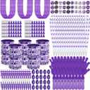 Poen 520 Pcs Purple Ribbon Awareness Items Pancreatic Cancer Awareness Silicone Bracelets Purple Ribbon Hand Clappers Footballs Pins Stickers Neck Lanyards for Survivor Event Charity Supplies