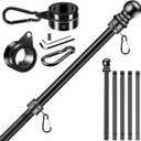 BONWIN Black Flag Pole Kit for Outside House Porch, 6 FT Thickened Stainless Steel Wall Mount Flag Pole for 3x5'/4x6' American Flag, 1" Anti-Wrap Spinning Flagpole Rings (6 FT - No Bracket - Black)