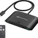 Cable Matters 20Gbps USB C Switch for 2 Computers, Up to 8K@30Hz on Windows, 4K@60Hz on macOS, 140W PD, for Sharing a USB-C/Thunderbolt 4 Monitor or Dock (Not Work with Captive Cable Docks), Black