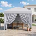 KIGOTY 10x10 FT Portable Pop Up Canopy Tent, Adjustable Height Instant Gazebo with Sidewalls, One-Push Setup Outdoor Canopy for Camping, Parties, Vendor Events (White, 3m × 3m)
