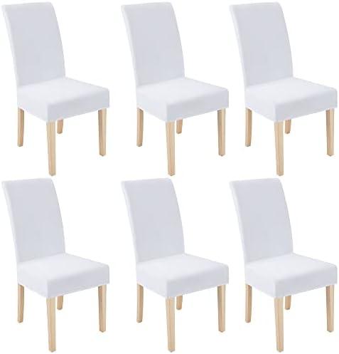 Smiry Velvet Stretch Chair Covers for Dining Room Set of 6, Soft Fit Removable Washable Kitchen Parsons Chair Slipcover Protector, Raw White