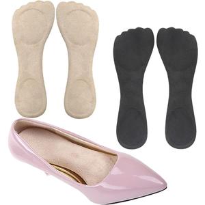 High Heel Inserts Women, Adhesive Velvety Cushioning Insoles for High Heels Anti-Slip, Gel Cushion Insoles for High Heels Pain Relief, Shoe Inserts for Dress Shoes, 2 Pairs, Beige+Black