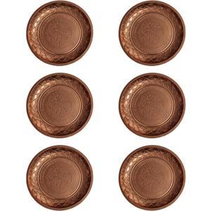 12" Large Copper Decorative Serving Tray, Copper Plated Round Fruit Tray - Ideal for Coffee Table, Decorative, Tea and Bar Serving (6)