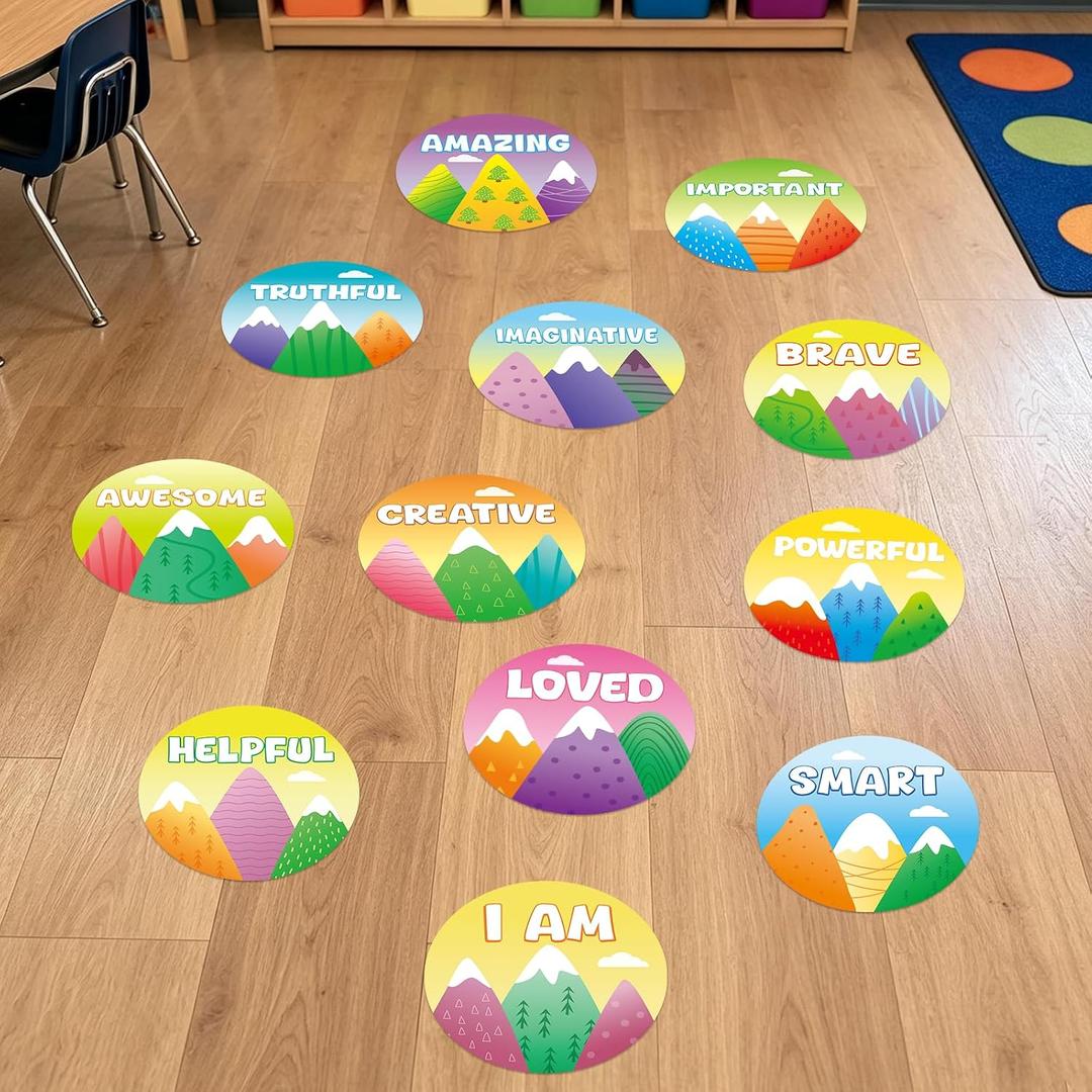 2 x WorldBazaar 8'' Positive Affirmation Stickers Classroom Floor Decals 12Pcs