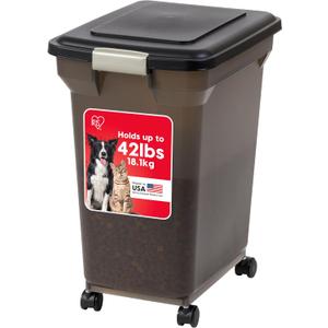 IRIS USA Dog Food Storage Container, Up to 42 lbs, Smoke, Made in USA