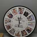 12 Photo Collage Family Wood Wall Clock, Rustic Farmhouse Wall Clock, Large Oversized Wall Clocks for Home, Kitchen, Living Room, Silent Battery Powered 24 Inch White