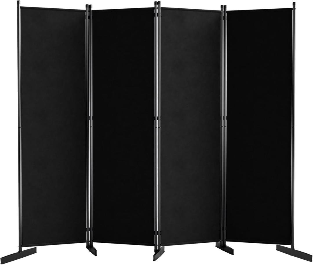 AKTOP Room Divider 4 Panel, 80" W Portable Wall Divider for Room Separation, Freestanding Partition Room Dividers, Folding Room Separators Privacy Screens for Home Office Bedroom, Black